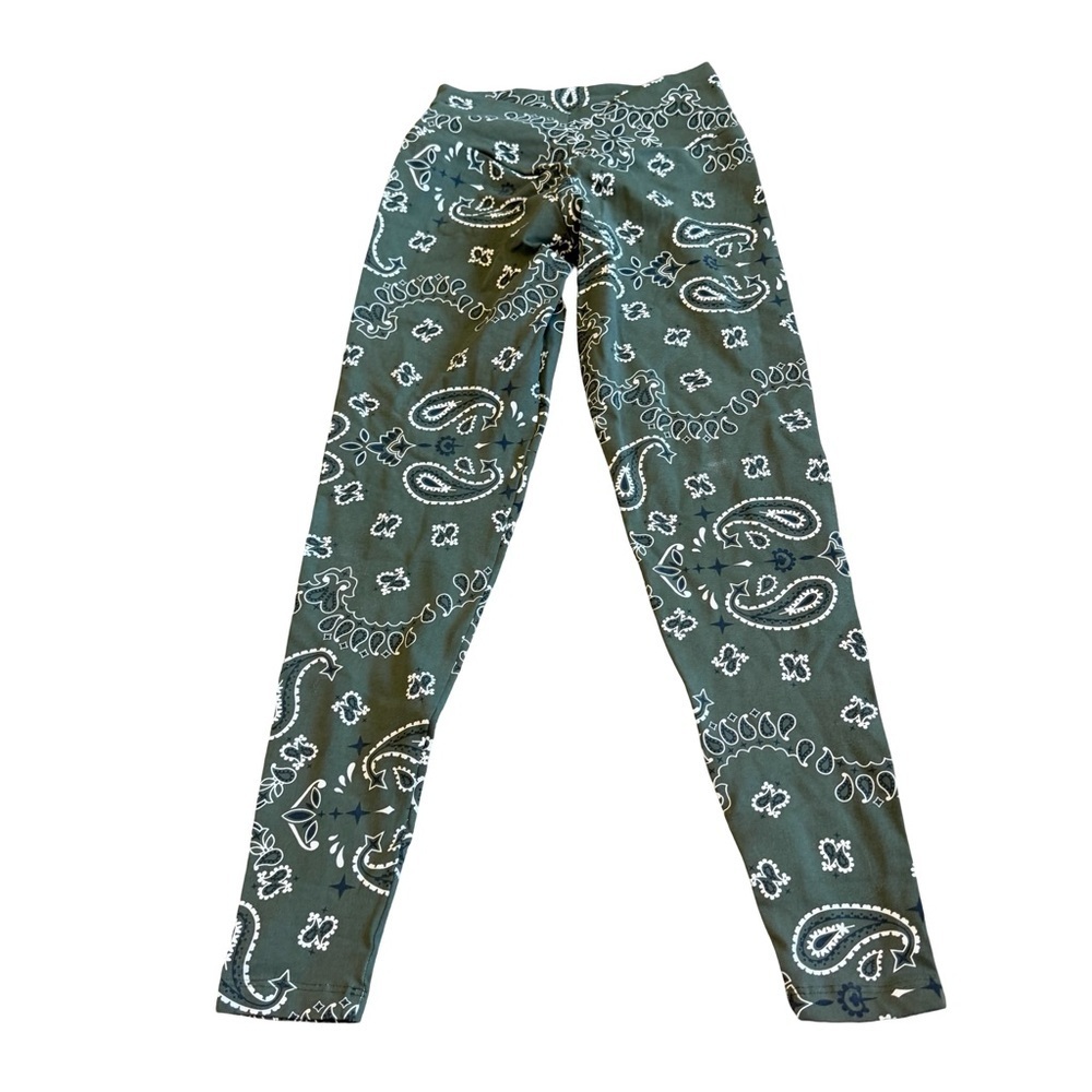 Booty by Brabrants Bandana Leggings Evergreen White Workout Stretch One Size